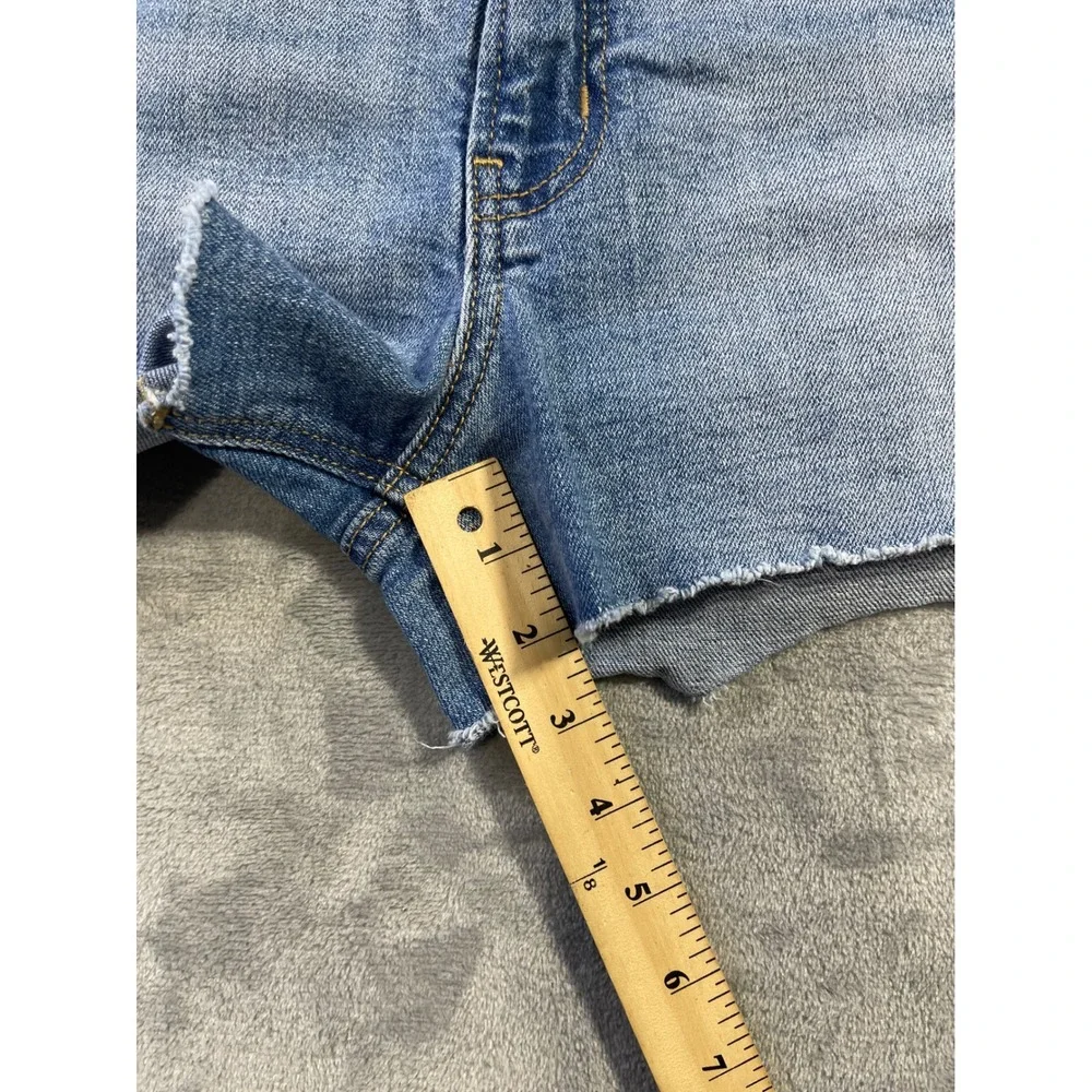 Old Navy Womens OG Straight Shorts 16 Blue High-Rise Raw Hem